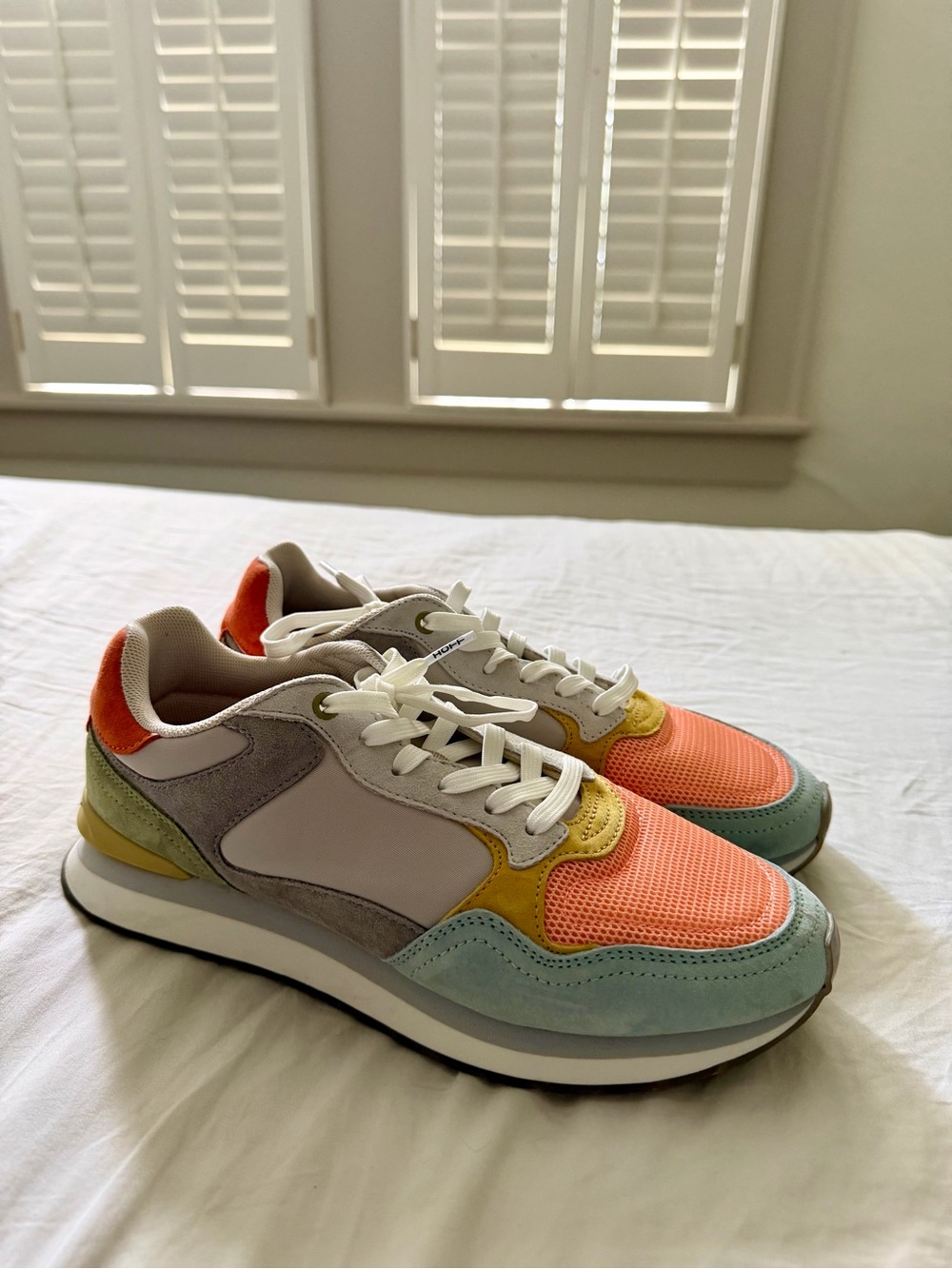Women's Colorblock Mesh & Suede Sneaker - Coral, Mint, Gray